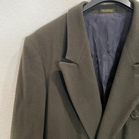 Roberto Vasalli Men Wool Cashmere Double Breasted Overcoat 42 Army Olive Green - Picture 9 of 16